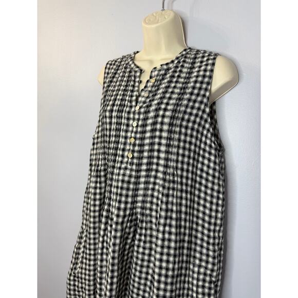Quince European Linen Sleeveless Swing Mini Dress Classic Mini Gingham Sz L - Picture 8 of 12